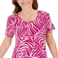 JM Collection Women's Printed Short Sleeve T-Shirt Pink Size Large