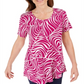 JM Collection Women's Printed Short Sleeve T-Shirt Pink Size Large