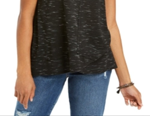 Style & Co Women's V Neck High Low Tank Top Black Size Small