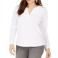 Style & Co Women's Split Neck Top White Size Small