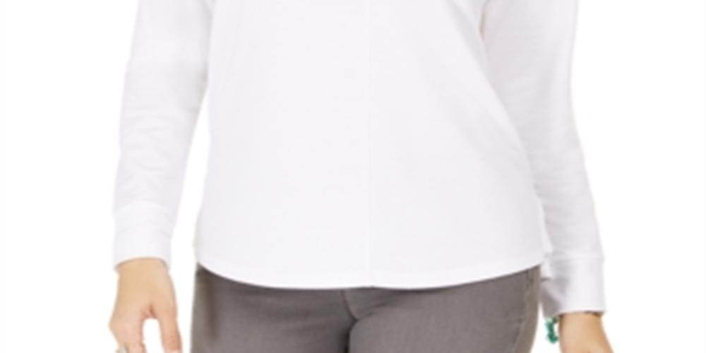 Style & Co Women's Split Neck Top White Size Small