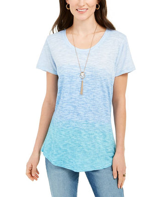 Style & Co Women's Cotton Ombre T-Shirt Blue Size X-Small