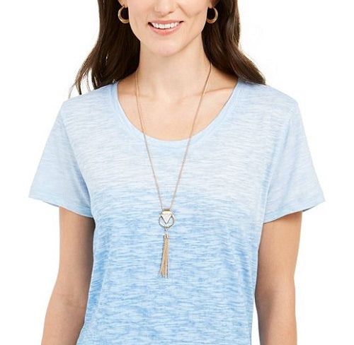 Style & Co Women's Cotton Ombre T-Shirt Blue Size X-Small