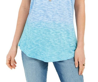 Style & Co Women's Cotton Ombre T-Shirt Blue Size X-Small