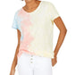 Style & Co Women's Tie Dye Scoop Neck T-Shirt Yellow Size Large