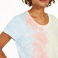 Style & Co Women's Tie Dye Scoop Neck T-Shirt Yellow Size Large