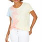 Style & Co Women's Tie Dye Scoop Neck T-Shirt Yellow Size Large
