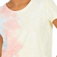 Style & Co Women's Tie Dye Scoop Neck T-Shirt Yellow Size Large