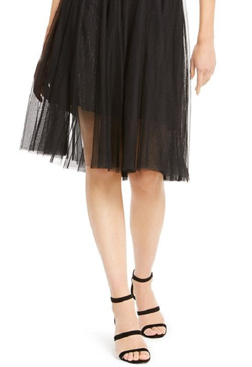 INC International Concepts Women's Sparkle Tulle Skirt Black Size Small