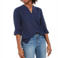 Style & Co Women's Textured V Neck Top Blue Size Small
