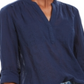 Style & Co Women's Textured V Neck Top Blue Size Small
