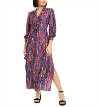 Bar III Women's Snake Print Wrap Maxi Dress Pink Size X-Small