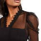 INC International Concepts Women's Illusion Puff Sleeve Top Black Size XS