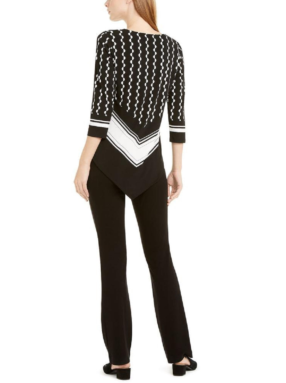 Alfani Women's Mixed Print Point Hem Top Black Size Medium