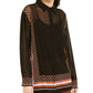 Alfani Women's Button Down Printed Blouse Black Size Small