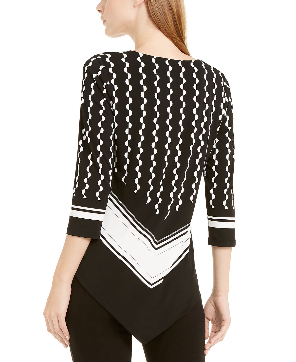 Alfani Women's 3/4 Sleeve Blouse Top Black Size Petite Large