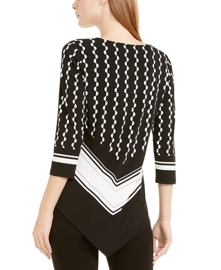 Alfani Women's 3/4 Sleeve Blouse Top Black Size Petite Large