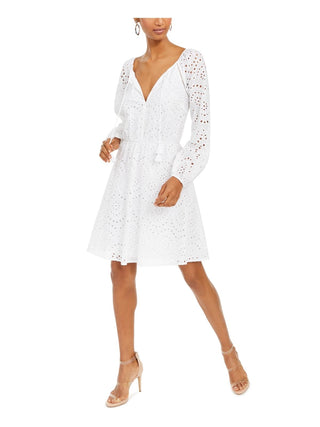 INC International Concepts Women's Cotton Eyelet Casual Dress White Size 12