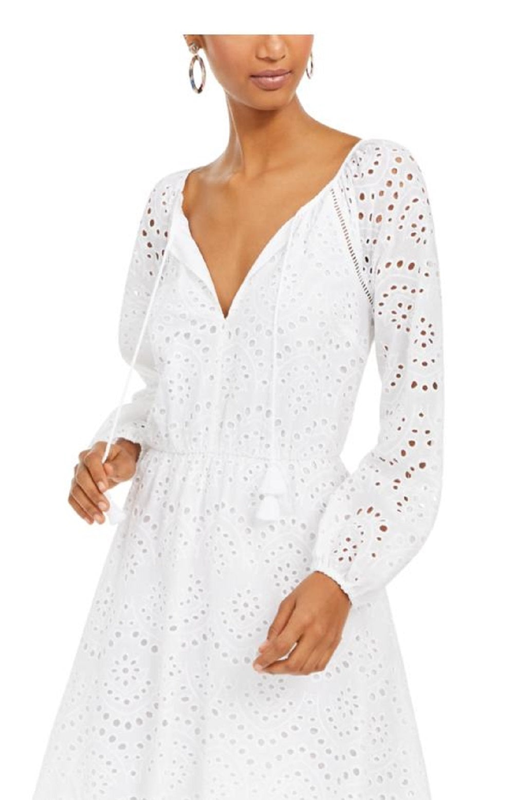 INC International Concepts Women's Cotton Eyelet Casual Dress White Size 12