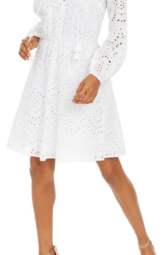 INC International Concepts Women's Cotton Eyelet Casual Dress White Size 12