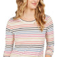Style & Co Women's Striped Top Brown Size X-Small
