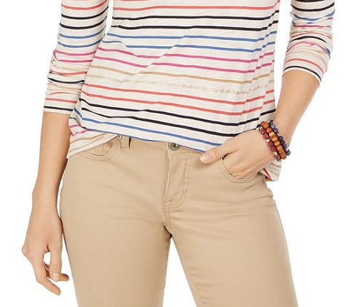 Style & Co Women's Striped Top Brown Size X-Small