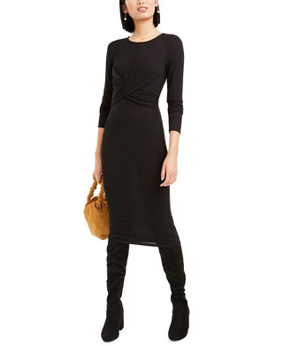 Bar III Women's Twist Front Dress Black Size Large