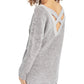 Bar III Women's Crisscross Back Tunic Sweater Gray Size XXS