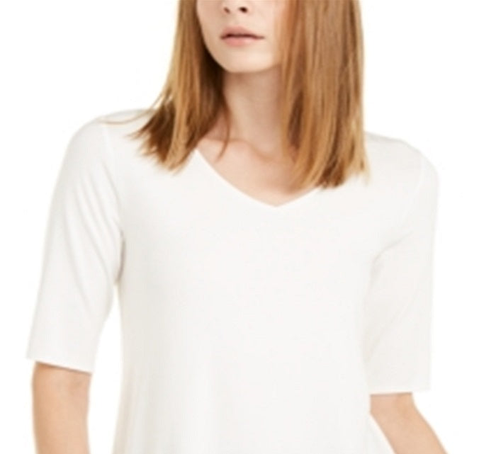 Alfani Women's V Neck Swing Tunic White Size X-Small