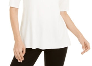 Alfani Women's V Neck Swing Tunic White Size X-Small