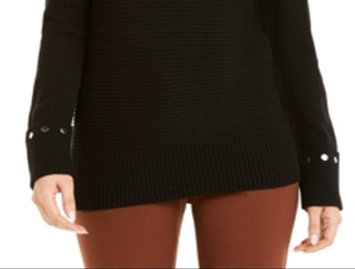 Alfani Women's Embellished Ribbed Knit Sweater Black Size X-Small