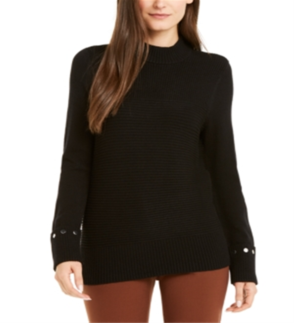 Alfani Women's Embellished Ribbed Knit Sweater Black Size X-Small