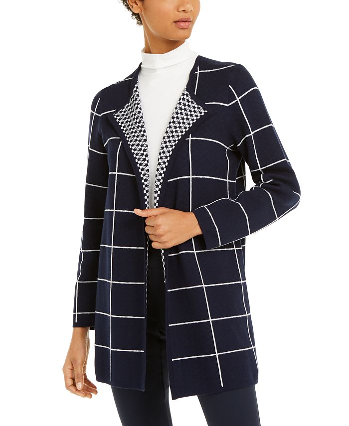 Alfani Women's Mixed Print Cardigan Blue Size X-Small