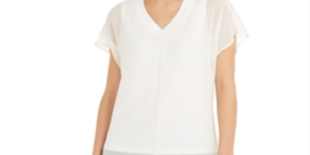 Alfani Women's Cap Sleeve V Neck Evening Top White Size X-Small