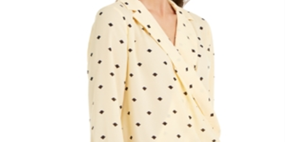 Alfani Women's Printed Surplice Blouse Yellow Size Medium