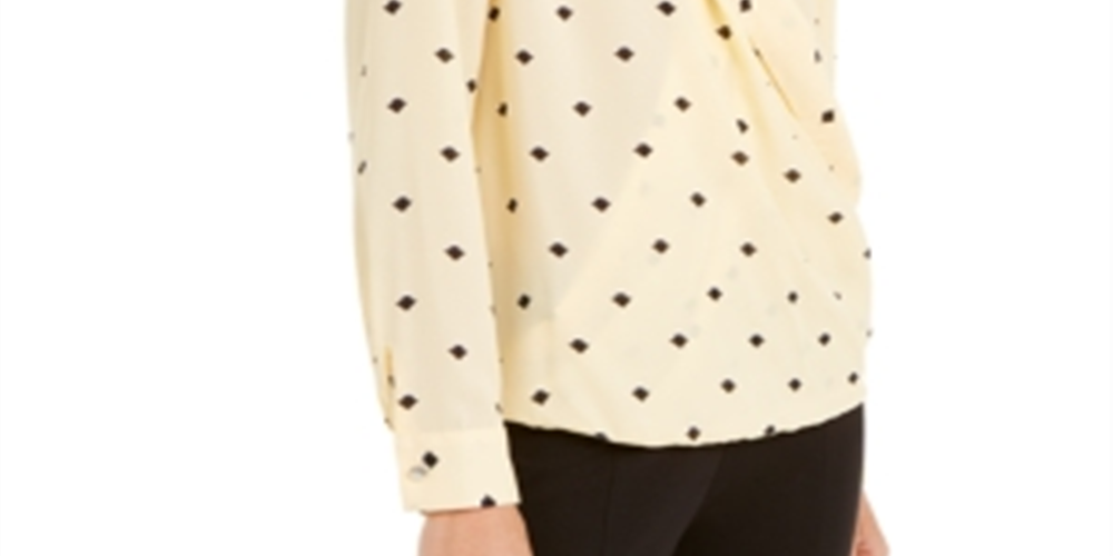 Alfani Women's Printed Surplice Blouse Yellow Size Medium