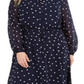 Alfani Women's Plus Polka Dot MIDI Casual Dress Dark Blue Size 16W