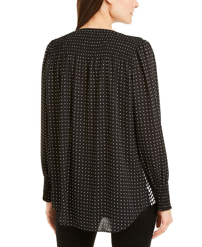 Alfani Women's Mixed Dot Button Up Top Black Size Medium