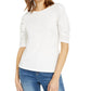 INC International Concepts Women's Puff Sleeve Top White Size Large