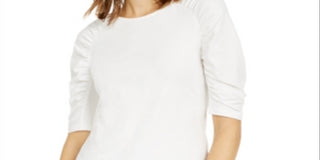 INC International Concepts Women's Puff Sleeve Top White Size Large