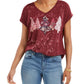 Style & Co Women's Red Tree Graphic Top Size Petite