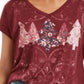 Style & Co Women's Red Tree Graphic Top Size Petite