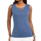 Karen Scott Women's Triple Keyhole Studded Tank Top Blue Size Medium