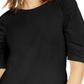 INC International Concepts Women's Gathered Sleeve T-Shirt Black Size Petite L