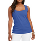 Karen Scott Women's Square Neck Cotton Tank Top Blue Size X-Large