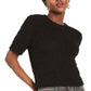 INC International Concepts Women's Short Sleeve Puff Sweater Black Size X-Large