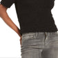 INC International Concepts Women's Short Sleeve Puff Sweater Black Size X-Large