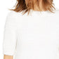 INC International Concepts Women's Short Sleeve Puff Sweater White Size Small