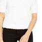 INC International Concepts Women's Short Sleeve Puff Sweater White Size Small