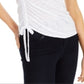 INC International Concepts Women's Side Ruched Textured Top White Size Large